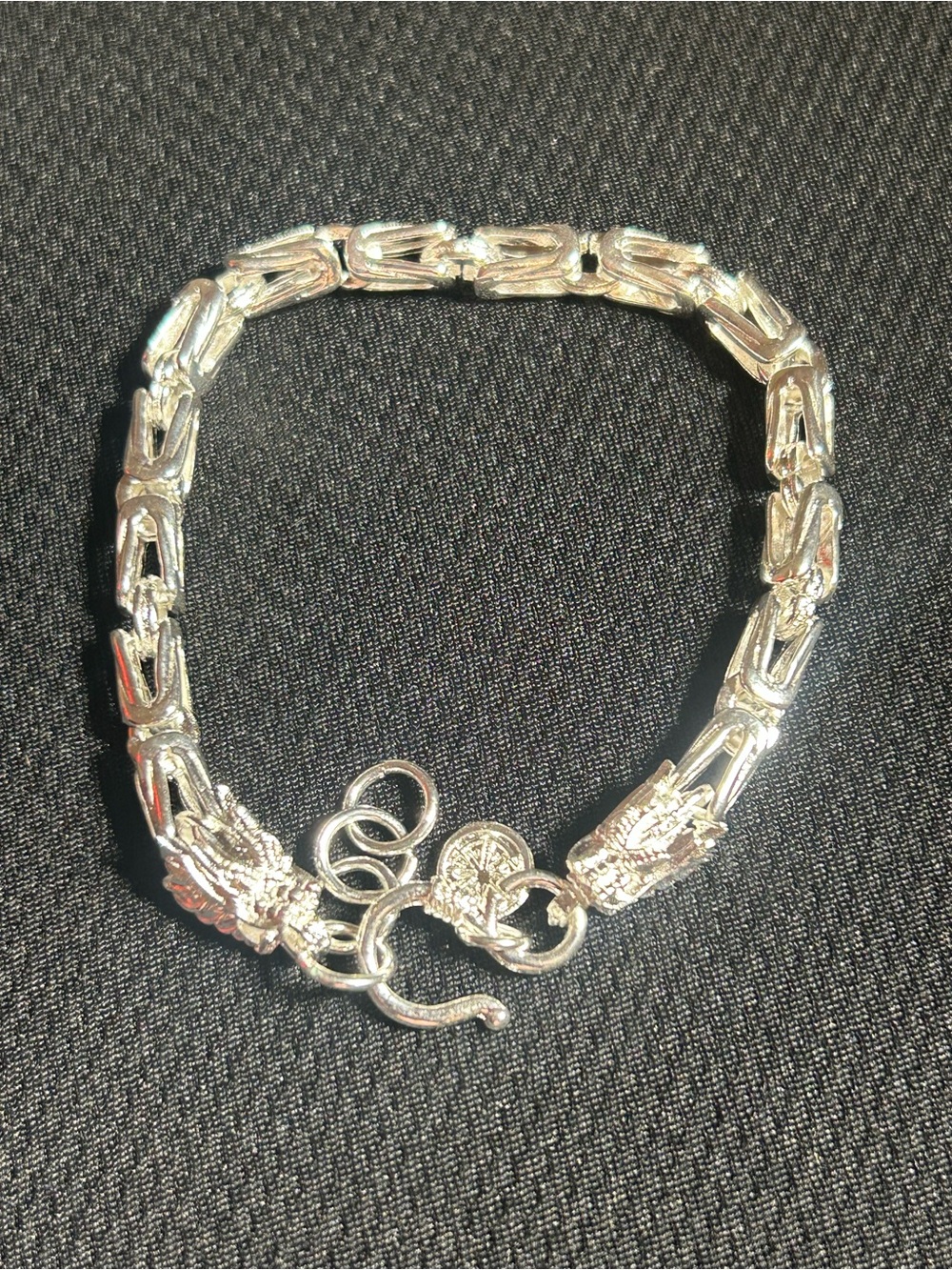 Sterling Silver Byzantine Link Bracelet - Silver